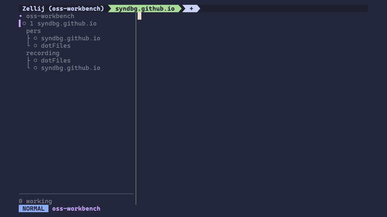 Ctrl-a e opens the pane’s scrollback in Neovim at the last line. A search for “rewrite” highlights every match, and :q returns to the shell.