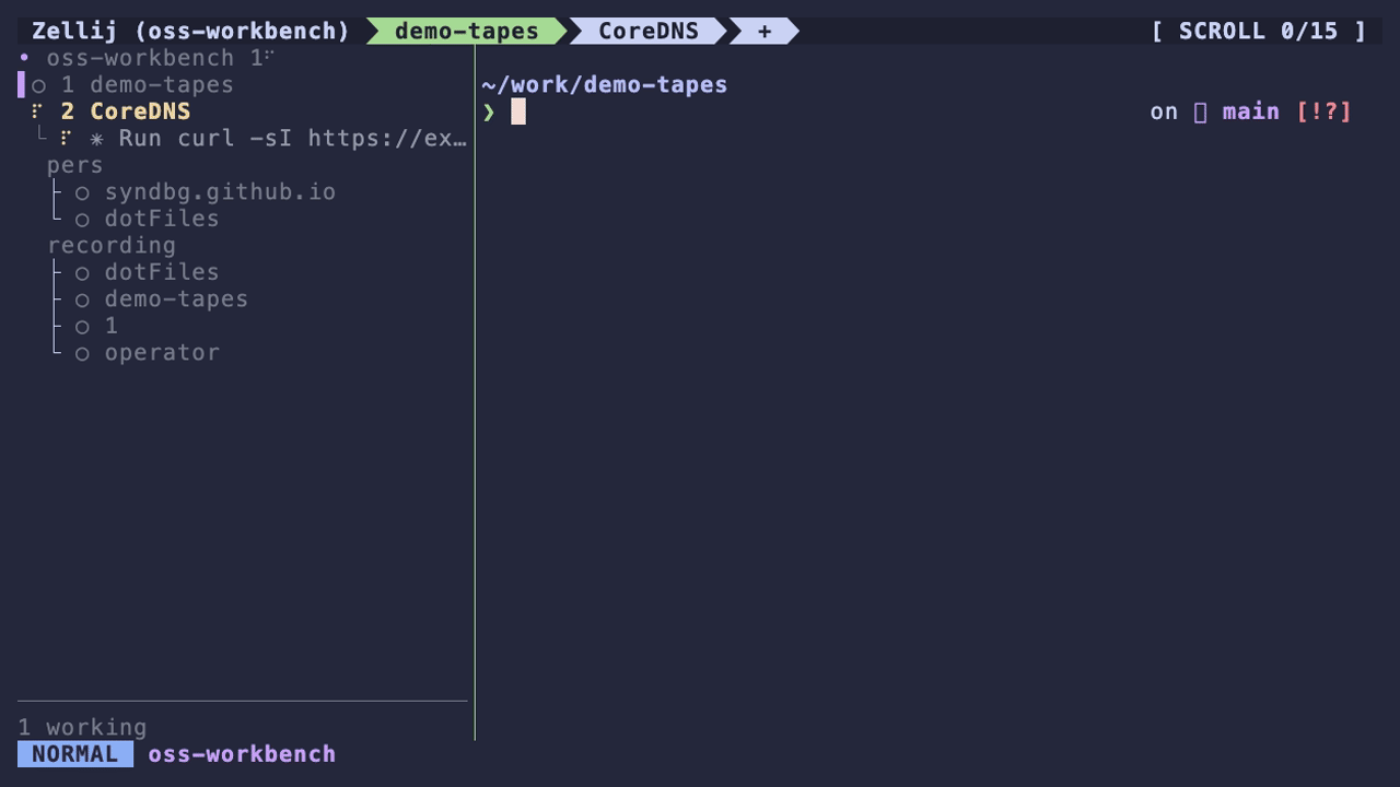 An agent asks for permission, the radar turns red, and the user jumps to its tab with Ctrl-a 2 and approves.